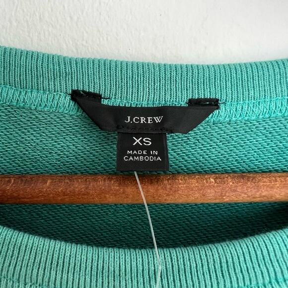 NEW JCrew Cotton Ocean Pearl Myrtle Beach Green Crop Pullover Sweatshirt XS - Picture 4 of 13